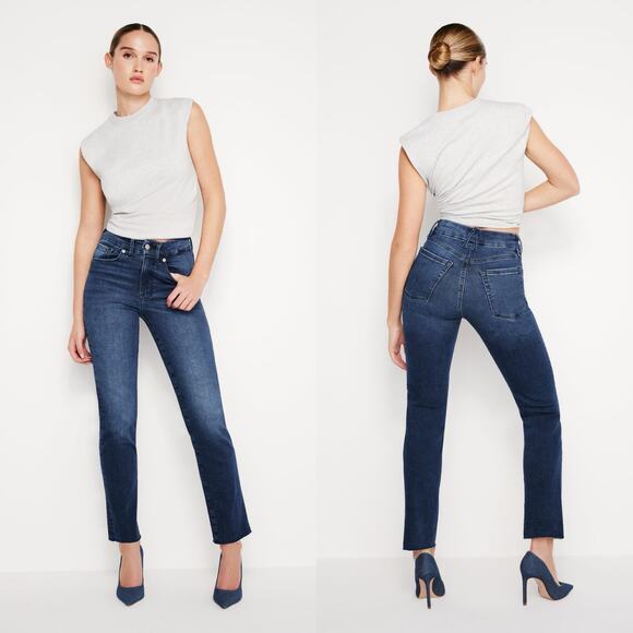 Good American Women's Straight Leg Jeans - Dark Blue - Picture 1 of 7